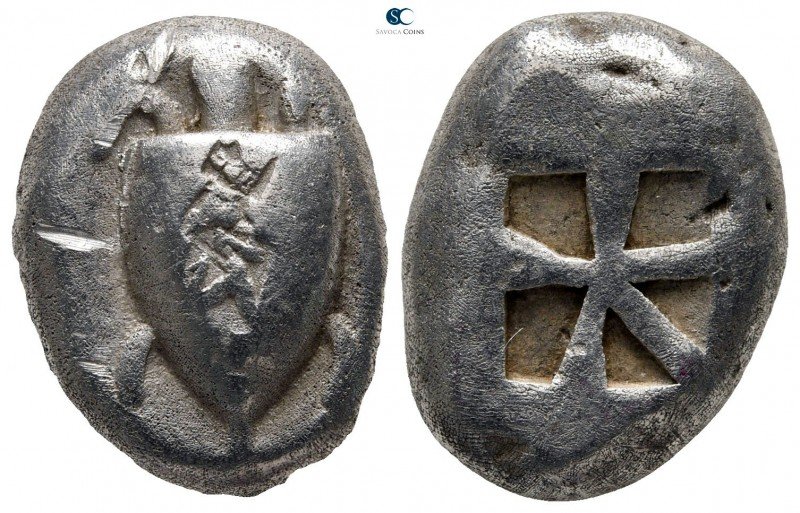 Islands off Attica. Aegina 525-475 BC.  Stater AR  20 mm., 12,01 g.  Sea tu...