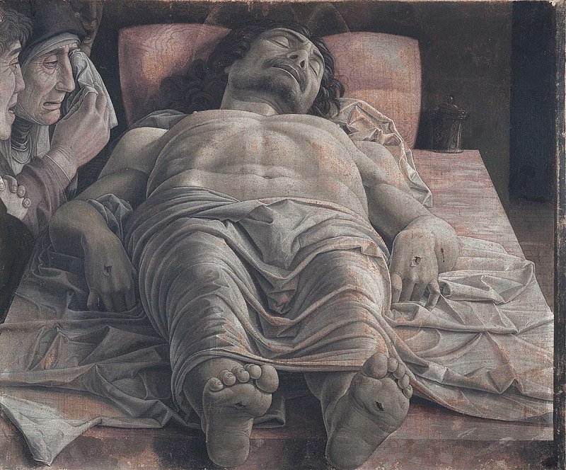 The dead Christ and three mourners, by Andrea Mantegna.jpg