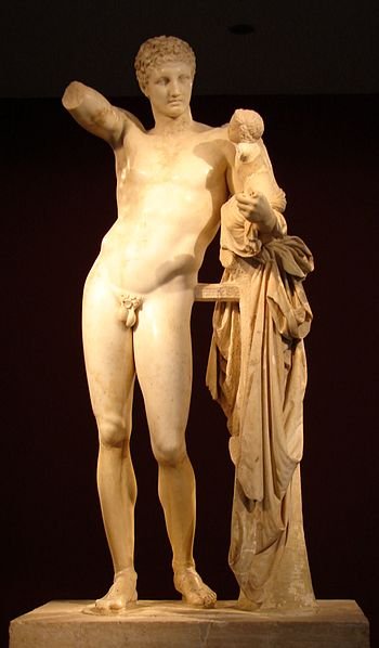 File:Hermes di Prassitele, at Olimpia, front.jpg