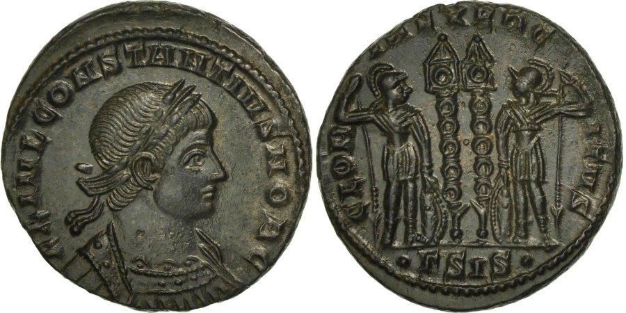 Ancient Coins - Constantius II, Follis, Siscia, MS(63), Bronze, RIC:237G