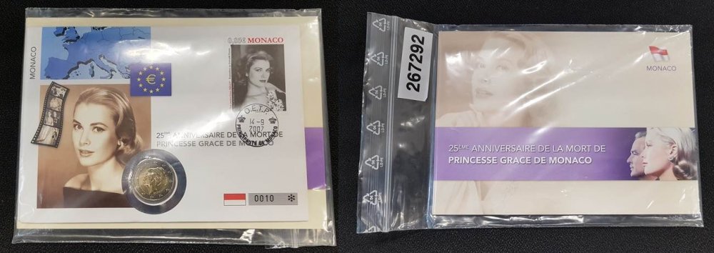 2€ Grace Kelly 2007 Monaco Monaco Numisbrief 25 Anniversaire de la Mort de Princesse Grace de Monaco BU