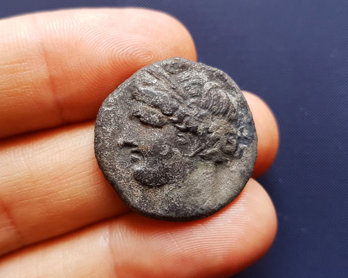 Zeugitana - Carthage Mint - First Punic War, 264-241 BC. - Silvered Billion Double Shekel (10.71 gr, 27 mm.)