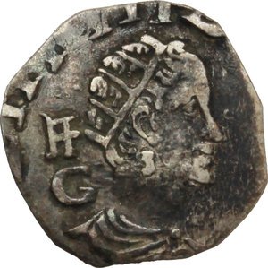 D/ Napoli. Filippo III (1598-1621). Mezzo carlino, IAF/G.    P.R. 32. MIR 216/7. AG. g. 0.73  mm. 12.60  RRR.  BB.