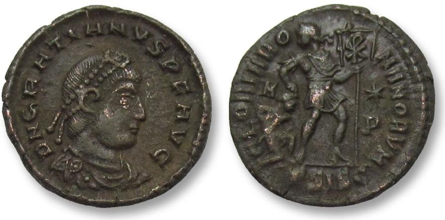 Ancient Coins - AE 18mm follis Gratian / Gratianus, Siscia mint 367-375 A.D. -- GLORIA ROMANORVM --