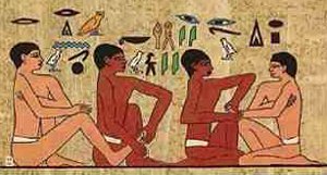 depiction of hand and foot massage from the tomb of Ankhmanthor