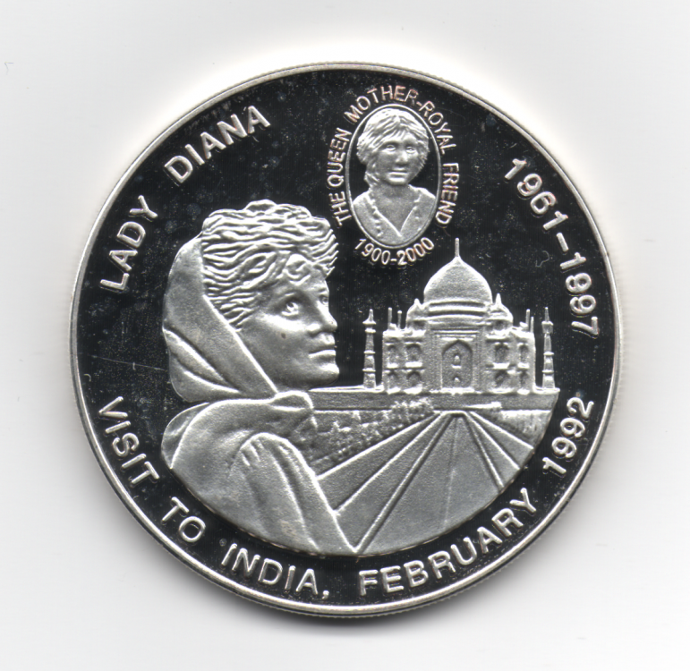 5 Francs 1992 Congo Lady Diana Visit to India Copper-Nickel (1).png