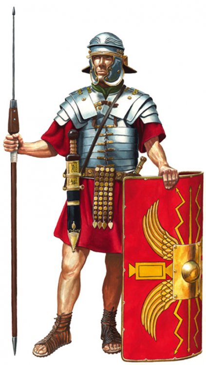 Legionario con armamento tipico del I secolo.jpg