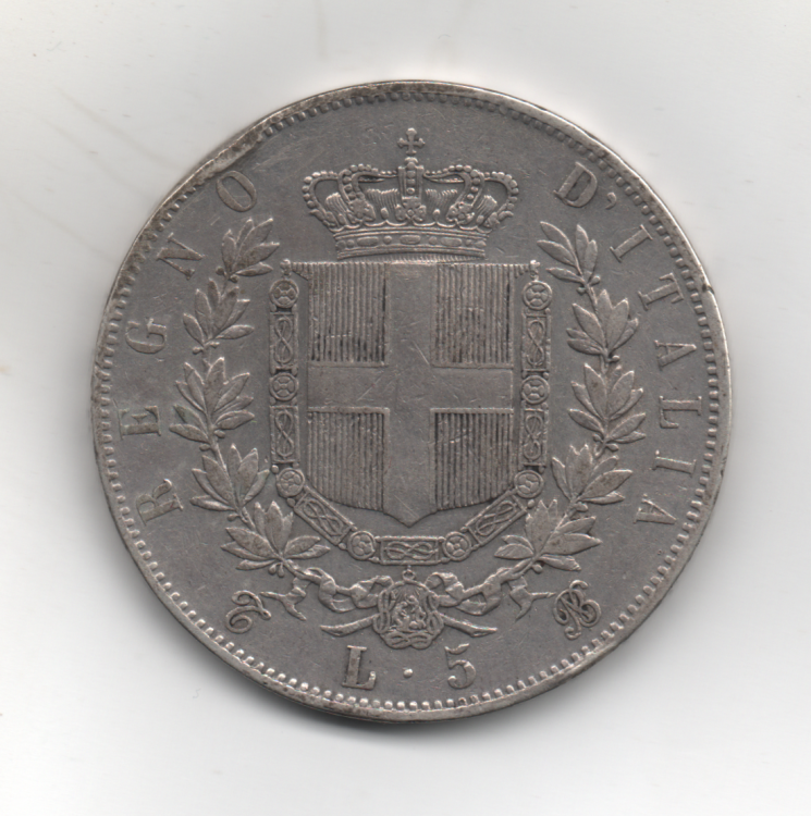 5 Lire 1865 T Regno D'Italia Vittorio Emanuele II 1861-1878 (1).png