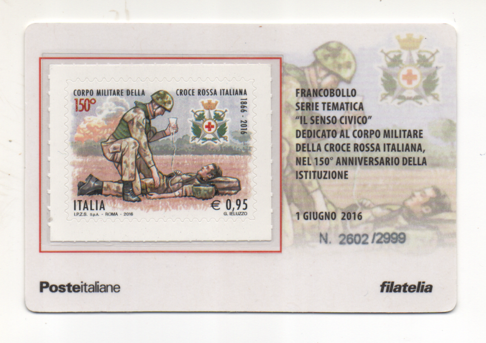 01-06-2016 Francobollo Serie Tematica Il Senso Civico Dedicato Al Corpo Militare Della Croce Rossa Italiana Nel 150° Anniversario Della Istituzione (1).png