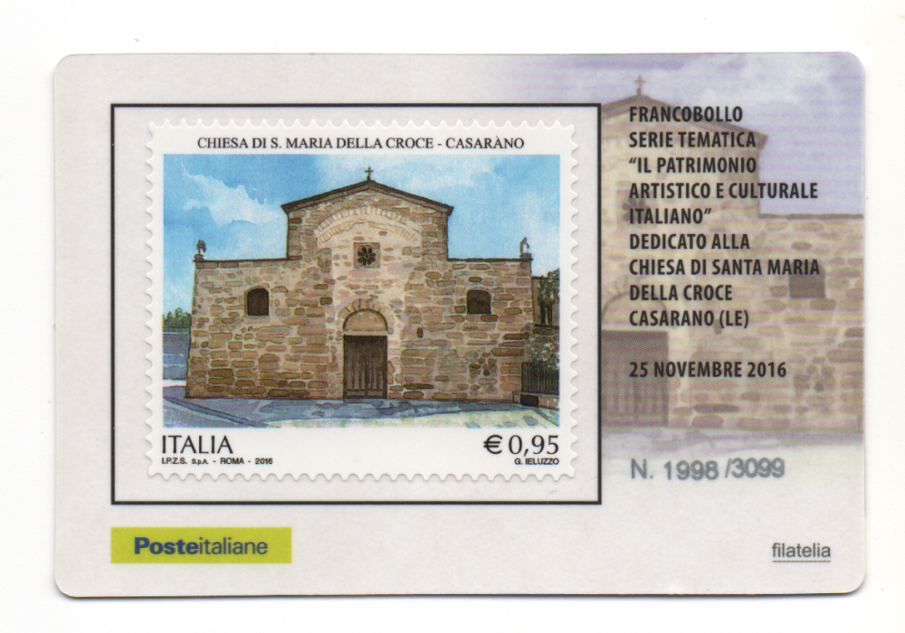 25-11-2016 Francobollo Serie Tematica Il Patrimonio Artistico e Culturale Italiano Dedicato Alla Chiesa Di Santa Maria Della Croce Casarano (LE) (1).png