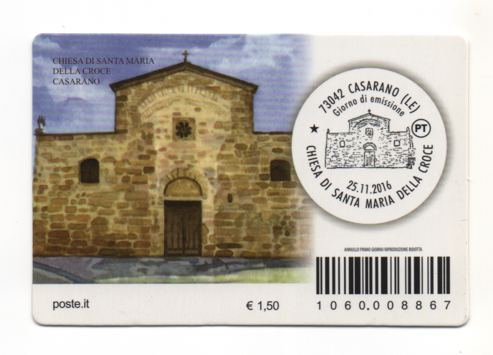 25-11-2016 Francobollo Serie Tematica Il Patrimonio Artistico e Culturale Italiano Dedicato Alla Chiesa Di Santa Maria Della Croce Casarano (LE) (2).png