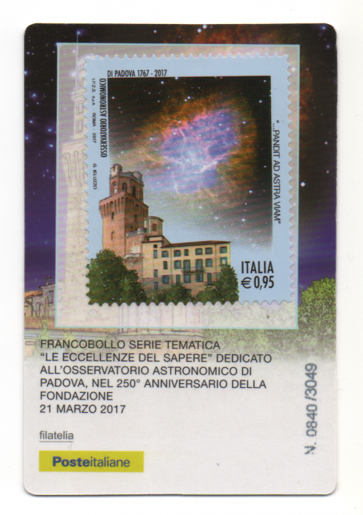 21-03-2017 Francobollo Serie Tematica Le Eccellenze Del Sapere Dedicato All'Osservatorio Astronomico Di Padova Nel 250° Anniversario Della Fondazione (1).png