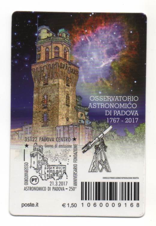 21-03-2017 Francobollo Serie Tematica Le Eccellenze Del Sapere Dedicato All'Osservatorio Astronomico Di Padova Nel 250° Anniversario Della Fondazione (2).png