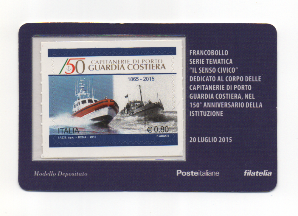 20-07-2015 Francobollo Serie Tematica Il Senso Civico Dedicato Al Corpo Delle Capitanerie Di Porto Guardia Costiera Nel 150° Anniversario Della Istituzione (1).png