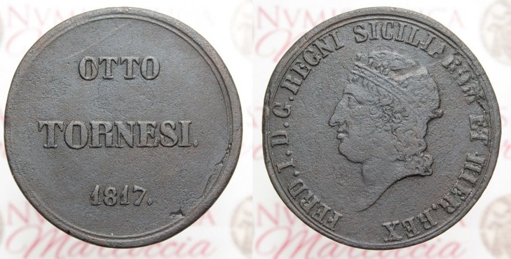 8 tornesi 1817 D nessun simbolo-SICILIARUM R rombo dopo data e tornesi.JPG