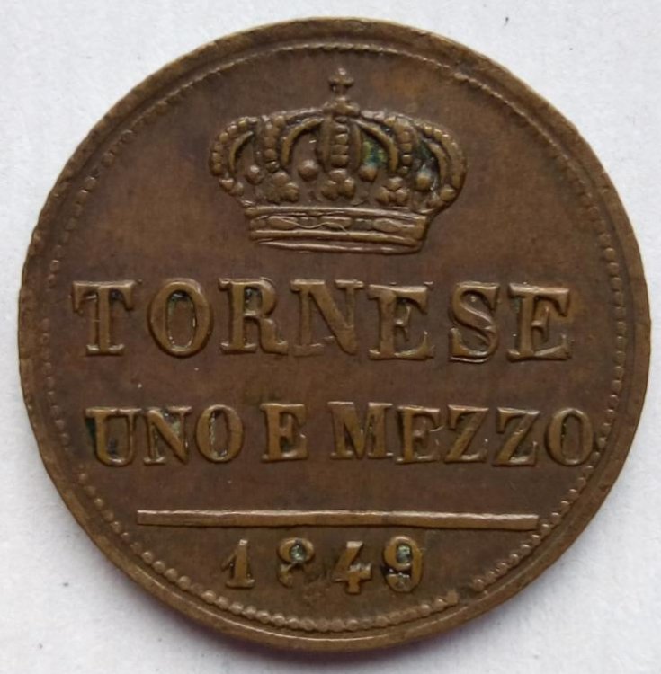 Ferdinando II di Borbone - Tornese Uno e Mezzo 1849 b.jpg