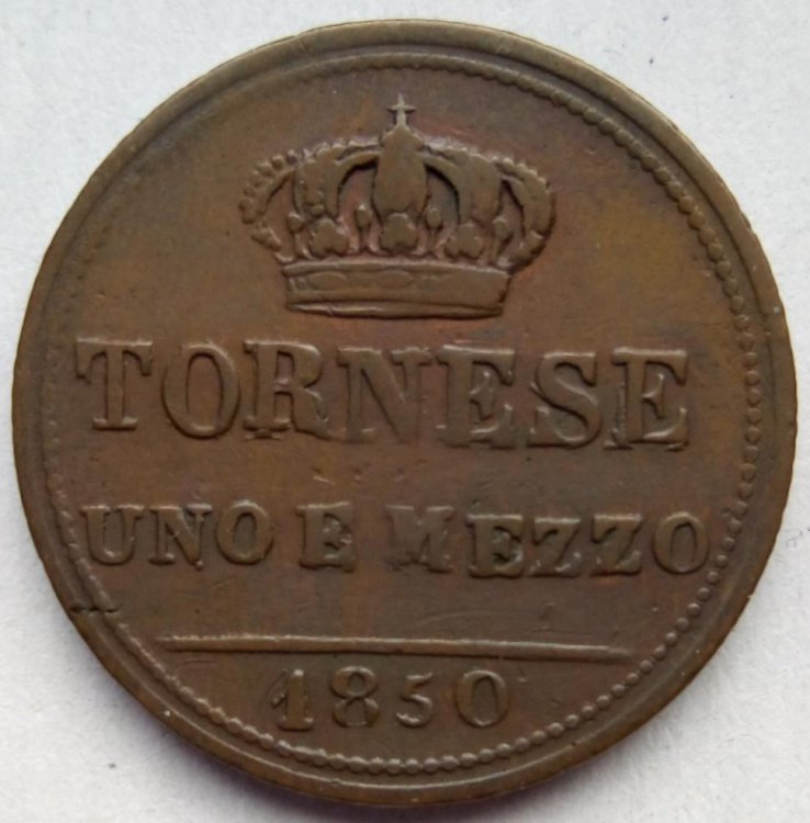 Ferdinando II di Borbone - Tornese Uno e Mezzo 1850 b.jpg